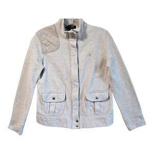 LAUREN RALPH LAUREN Women's S Equestrian Jacket Tan Full Zip Snaps Logo 36"